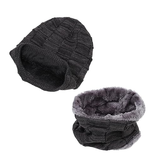 COLLBATH Elegant Hat and Scarf Set Cold Proof Ornament Present Black