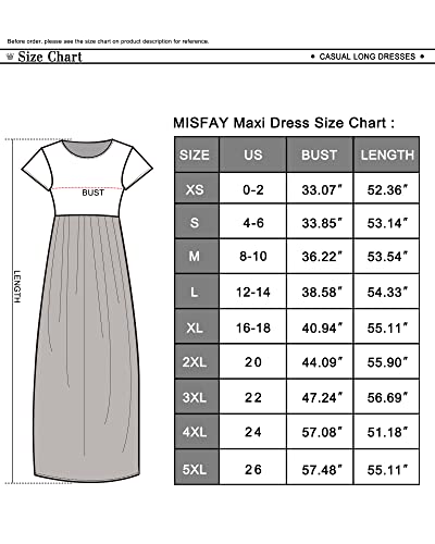 Misfay Women Short Sleeve Loose Plain Maxi Dresses Casual Long Dresses Pockets (3Xl, Black Green) #TOP4
