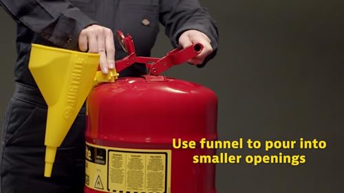 Image of Justrite 5 Gallon Type I Green Safety Can for Oil with Flame Arrester, Self-Closing Lid, and Funnel, Made in the USA, Galvanized Steel Flammable Storage Can, 7150410