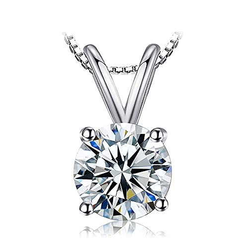Collier Pendentif Solitaire Rond 1ct en argent massif, l'excellence du bijou pur