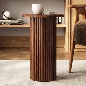 Stead Round Fluted Accent Side Table, Small Drink ...