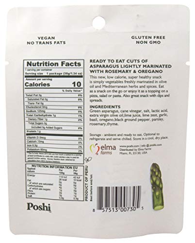 Poshi Marinated Snack Gluten Free Non-GMO 1.34 oz Each Asparagus (5-Pack) - Thumbnail 2
