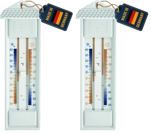 TFA Dostmann thermomètre analogique Maxima-Minima, 10.3014.02.01, résistant aux intempéries, blanc (Lot de 2)