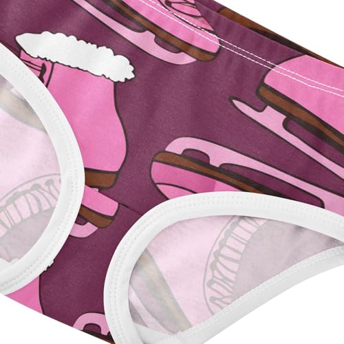 Cotton Toddler Underwear Custom Pink Ice Skates Magenta Little Girl Panties Pattern Briefs Underpants 2t4