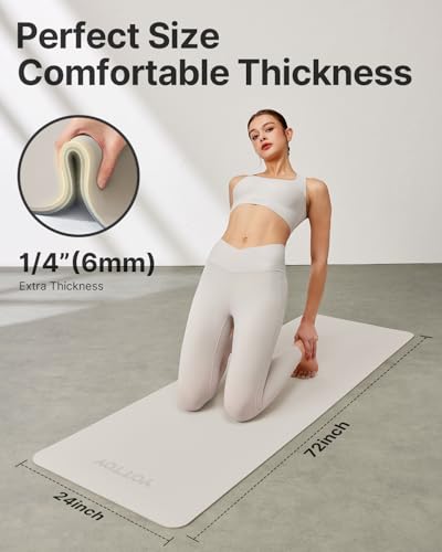 Image of Yoga Mat,Non-Slip TPE Exercise Mat(1 /4 Inch) for Pilates, Fitness & Barefoot Workouts, Home Gym Studio with Strap & Bag