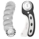 45mm Rotary Cutter with 7pcs Replacement Blades, Ergonomic Handle Rolling Cutter with Safety Lock for Fabric, Leather, Paper, Crafting, Sewing, Quilting, Perfect for Left & Right Hand(Black)