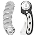 45mm Rotary Cutter with 6pc 45mm Rotary Blade 1pc 45mm Skip Rotary Blade and 1pc 45mm Wave Rotary Blade (Pack of 9) for Quilting Fabric and Arts & Crafts (Black)