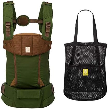 LÍLLÉbaby Serenity 6-in-1 Ergonomic Baby Carrier, Newborn to Toddler, Lumbar Support with Convertible Tote, Chive