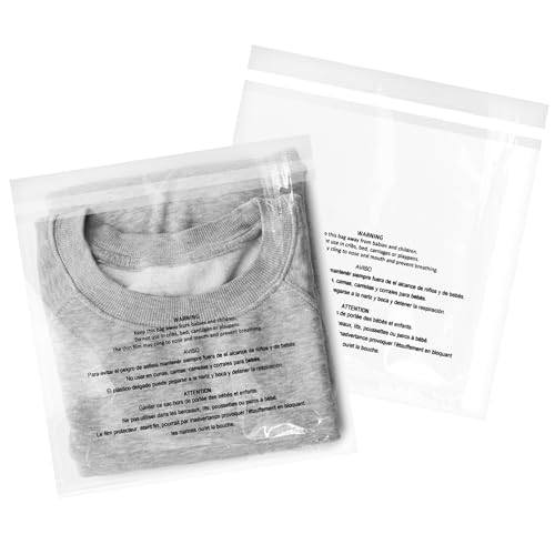 iMailer - 200 Pcs - 8" x 10",Clear Poly Bags with Suffocation Warning