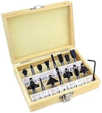 15pc 1/4" Router Bit Set Shank Tungston Carbide Rotary Tool Wood Woodworking NEW
