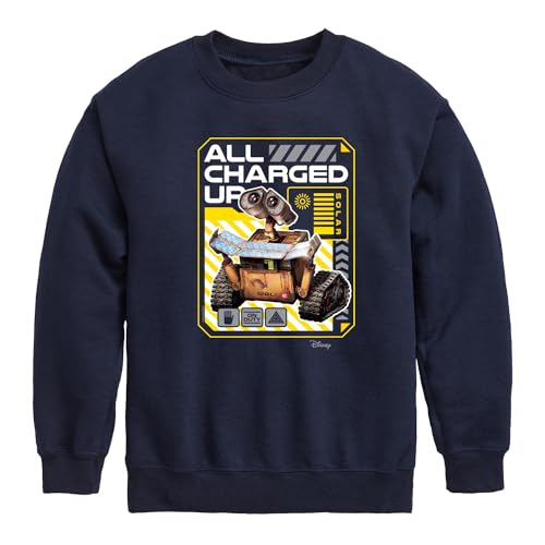 Disney Wall-E - All Charged Up - Toddler & Youth Crewneck Fleece Sweatshirt - Size 4T Navy