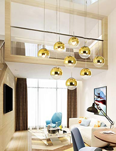 Suspension escalier duplex 9 lumières plafonnier cascade grand volume cage hauteur sous plafond