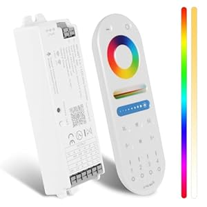 WiFi RF Remote Controller Kit, 5 in 1 DC12-24V C1-1 LED Controller & C1-2 Remoter for RGB CCT RGBW Boat Pool Light Control, Compatible with Tuya APP/Alexa Echo/Google Assistant Home/Siri