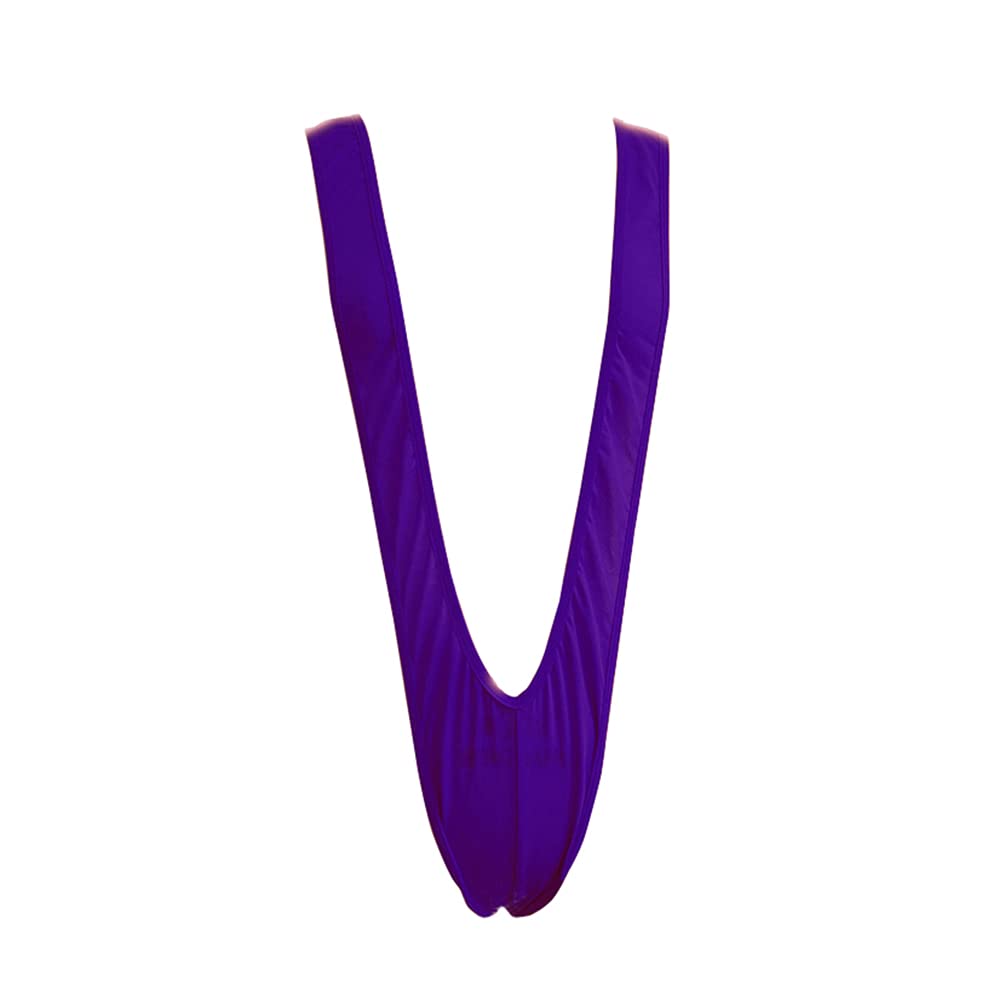 Junhouse Mankini Men's Mankini Borat One-Piece V Sling Stretch Underwear Swimsuit Thong Wrestling Singlet Bodysuit Stag Party Fancy Dress Costume Suspender Strap Thongs Jockstrap Bodysuit (Purple)