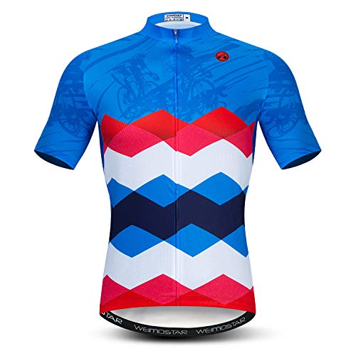 Herren Fahrradbekleidung Pro Team Kurzarm Radtrikot Sportbekleidung Classic, Wave, 3X-Groß