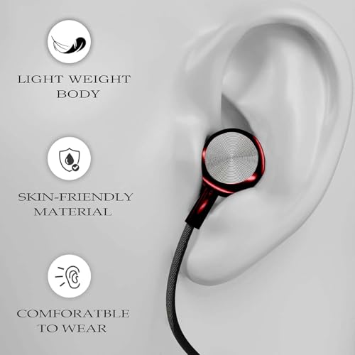 Image of Kratos Tune V4 Red C Type Earphones Wired, Inline Control Type c Headphones with Mic, Sweat Resistant, Comfort Fit Type c Earphone with Volume Control,Metallic c pin Earphones