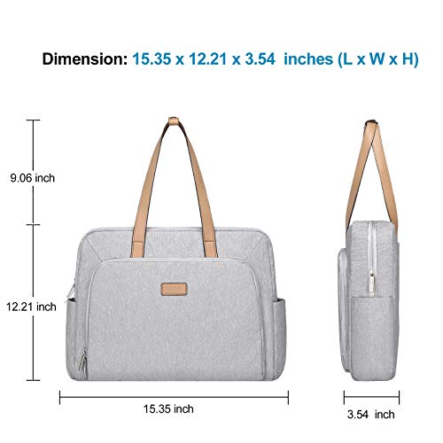 Mosiso Laptop Tote Bag Compatible With Macbook Pro 16 Inch 2023-2019 M2 A2780 M1 A2485 A2141,15-15.6 Inch Notebook, Polyester Trapezoid Travel Office Work Briefcase With Front Pocket&Pu Handle, Gray #TOP4