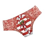 HANABASS Damen Slips Bedruckt mit Weihnachtsmotiv Elastisch und Atmungsaktiv Weiche Festival Unterwäsche für Frauen S/M