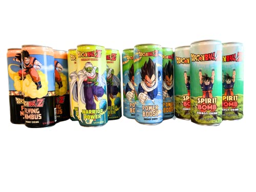 Dragon Ball Z Energy Drinks Flying Nimbus - Spirit Bomb - Warrior Power - Power Boost Bundle Of 3 Cans 12 Oz Each 12 Cans Total #TOP7