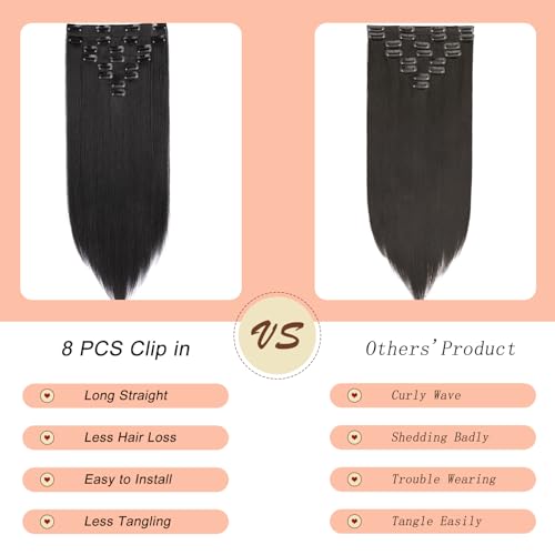 Mscat 20 Inch Clip in Hair Extensions 8Pieces/Set Brown Straight Hair pieces hair extensions Natural Soft Synthetic Hairpieces for Women(9#) - Image 5