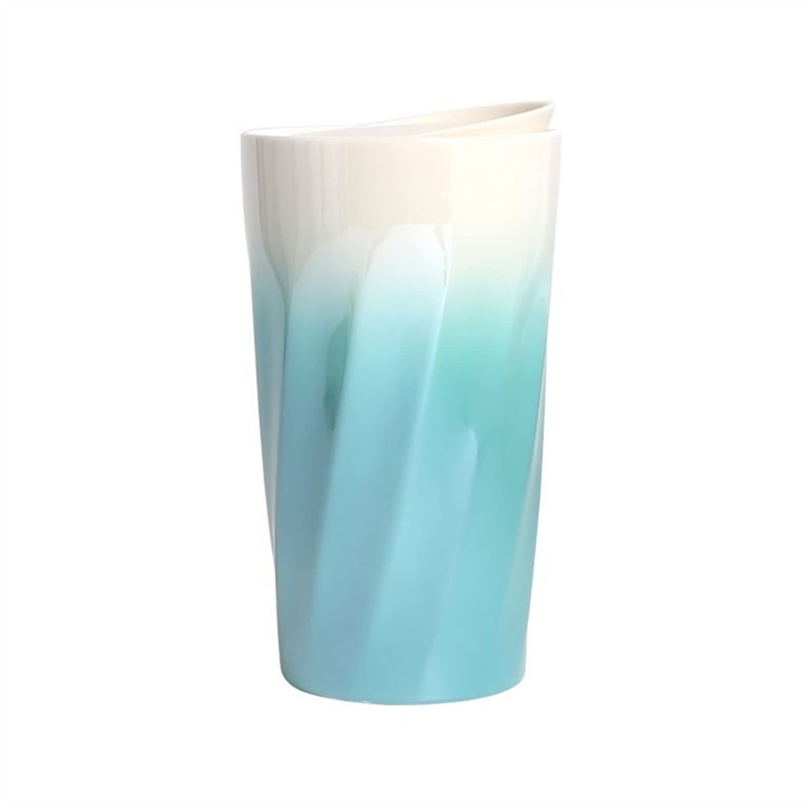 Tasse Becher 350 ml Keramik-Wasserschale Autoschale Anti-Verbrühungs-Doppelschicht-Becher Kaffeetasse mit Farbverlauf und Silikonabdeckung Kaffeetassen (Color : D)