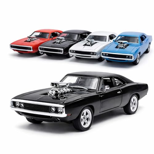 Image of 1:64 Scale Diecast Metal Muscle Car | Alloy Body Mini Collectible Cars with Smooth Wheels | Realistic Display Model & Racing Toy for Kids, Adults & Collectors (Muscle Car 1:64 Scale - Blue)