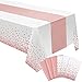 3 pezzi di tovaglie usa e getta in oro rosa 54 "x 108" e 3 pezzi di runner da tavola in raso di seta 12 "x 108",Tovaglie rettangolari in plastica per feste di matrimonio, compleanni, interni o esterni