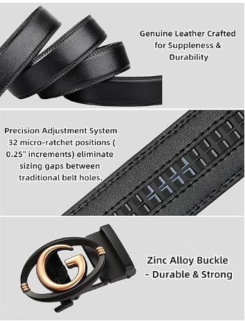 Image of WildHorn Men's Genuine Leather Belt for Men| Premium Auto-Lock Buckle | Adjustable up to 48 inch | Formal & Casual Wear | Micro-Adjust Fit | Stylish Gift Box Included