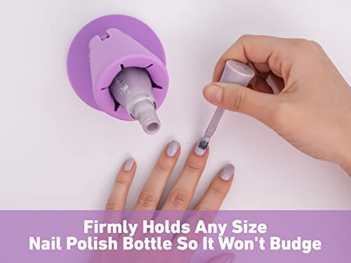 Tweexy Hinge Untippable Nail Polish Bottle Holder | Anti-Spill Nail Polish Holder Stand, Tilted, Smartgrip Airlock Suction | Fingernail Painting, Nail Art Tools | Nail Polish Accessories (Lilac) #TOP4
