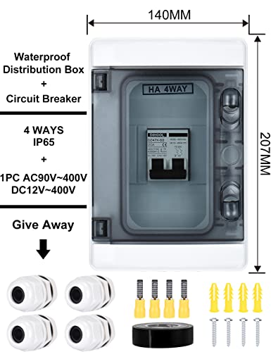 Dihool Miniature Circuit Breaker With Din Rail Enclosure,20 Amp Solar Disconnect Switch, Outdoor Uv-Proof Box For Solar Panels #TOP5