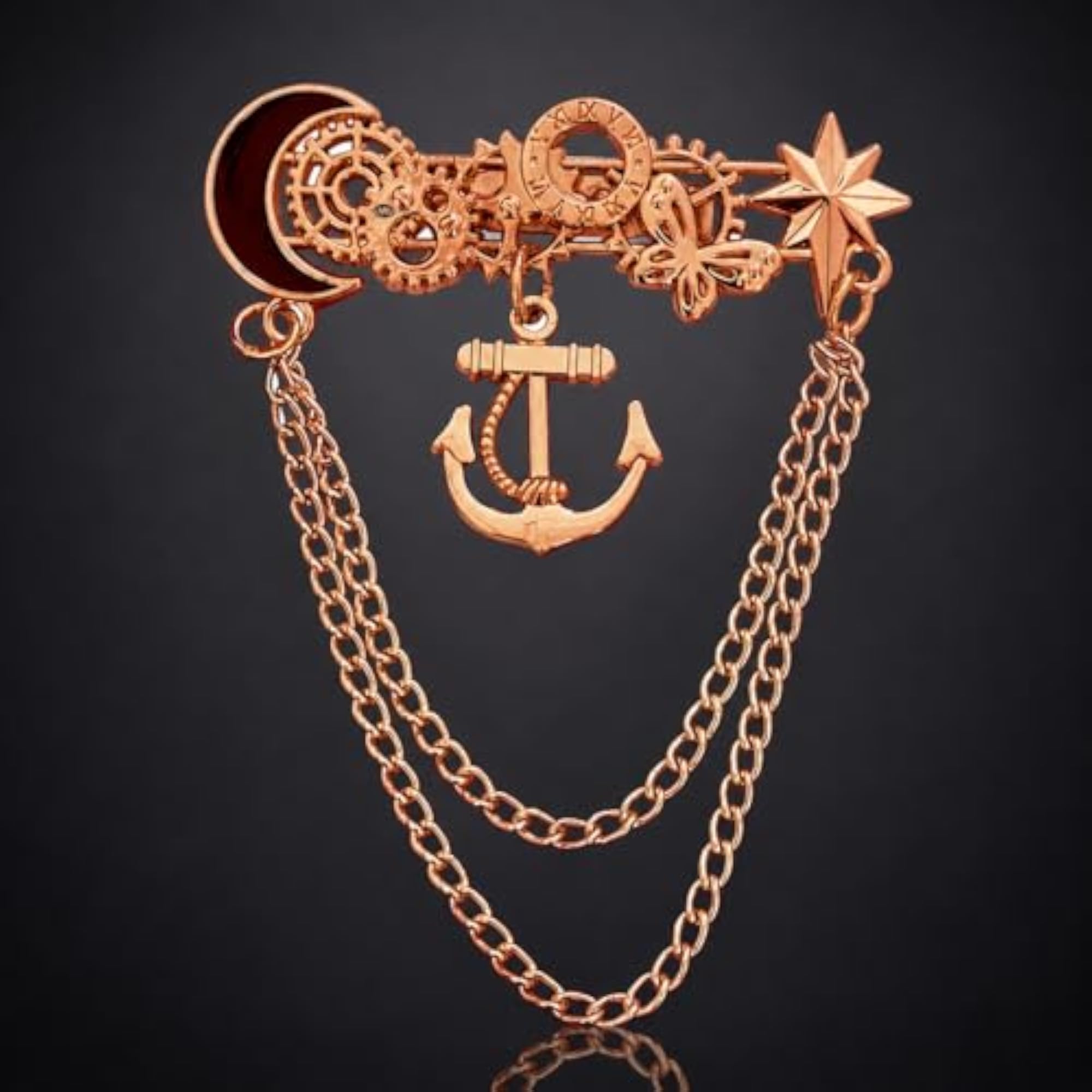 Men's Anchor Wheel Nautical Lapel Pin Badge