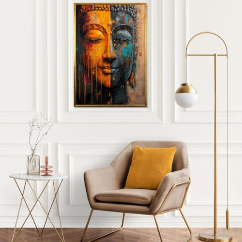 Tableau de Bouddha abstrait pour créer une ambiance zen et colorée dans votre salon lumineux - 2