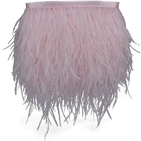 AMZTKDIY Ostrich Feathers Sewing Fringe Trim Ribbon for Crafts Clothes Accessories Latin Wedding Dress DIY 2 Yards 4-6inch Width (2 Yards, Baby Pink)