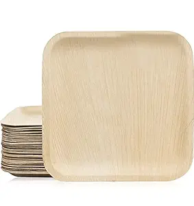 LEAFARMS Palm Leaf Plates for Party,Wedding,Birthday Party |Square Plate Set Tableware | Disposable Biodegradable Areca Leaf Plates,Pack of 25