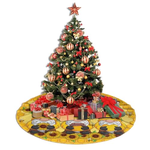 Sunflower Gnomes Christmas Tree Skirt Bee Funny Tree Mat for Farmhouse Xmas Holiday Party Decorations Indoor Outdoor 36 Inch by juniissl - Image 5