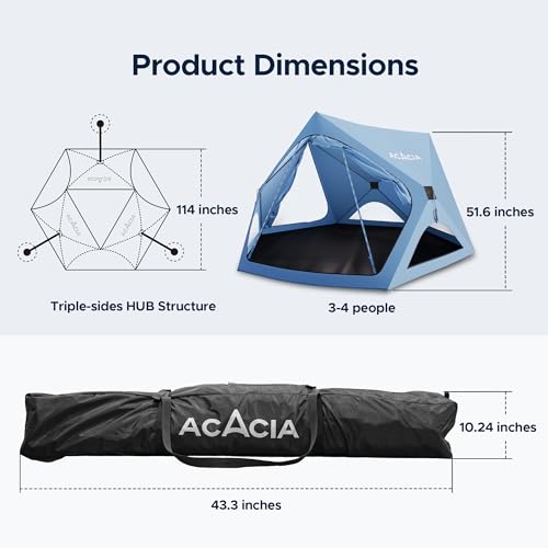 ACACIA Sun Shelter Pop up Beach Tent, 4-Person Portable Camping Tent with UPF 50+ Protection, Easy Setup Sun Shade, 9.5×9.5ft Privacy Sunshade for Beach, Camping & Backyard - Image 4