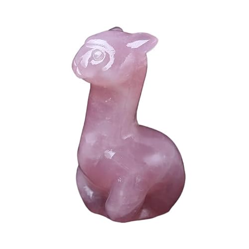 Huffa Rose Quartz Natural Crystal Alpaca Ornament Hand Carved Real Stone Animal Figurine