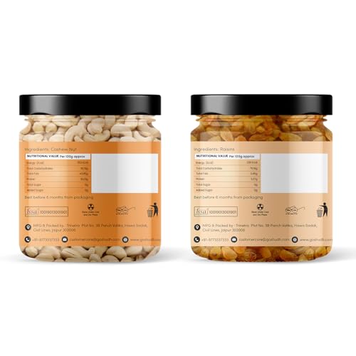 Image of Goshudh Cashew 250g + Raisin 250g Combo Pack | Heart-Healthy Fats & Natural Antioxidants, Premium Dry Fruits (500gm Combo Pack)
