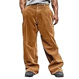 Baggy Cordhose Herren Weites Bein Jogginghose Locker Freizeithose Lang Männer Hosen mit Gummizug Relaxhose Casual Schlupfhose Chino Hose Loose Fit Herrenhosen Bequem Trousers for Men