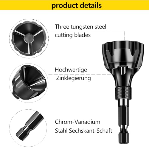 Fasenwerkzeug Externes Entgraten Fasenwerkzeug Schwarzer 3 mm-20 mm Stahl Sechskantschaft Entgratwerkzeug Entgrater Metall Werkzeug Abnehmbar Entgrater für Außenfasen Schrauben Bolzen Rohren