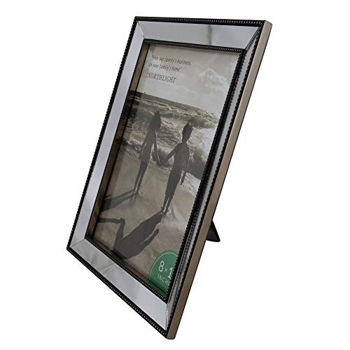 Northlight Glass Mirror Encased Photo Frame For 8" X 10" Photo, 12", Black And Silver #TOP4