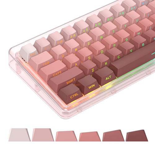 Image of PBT Gradient Pink Keycaps Side Printed Set Shine Through Cherry Profile Double Shot Custom Minimalist Style for Mechanical Keyboard (Blush)