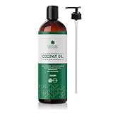 Fractionated Coconut Oil 16oz with Pump – Pure Cold Pressed Treatment for Hair, Scalp Skin and Nails, Grade A 100% Natural Coconut Oil, Food Grade