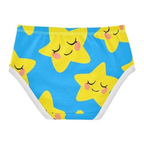 Cotton Girls Underwear Toddler Cute Yellow Stars Bright Blue Panties for Girl Colorful Undies Kids Briefs 2t2