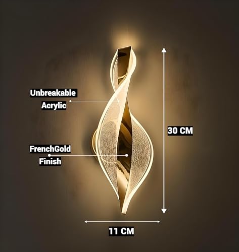 Image of FILLISKA Luxurious Acrylic Crystal Wall Lamp with Adjustable Colour Changing Function, Elegant Finish (Acrylic FrenchGold-F44)(1 Year Warranty)