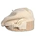 VECRY Lady French Beret 100% Wool Beret Floral Dress Beanie Winter Hat (Bow-Cream)