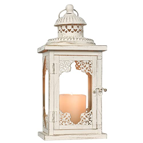 Needomo Large Candle Lantern Decorative, 14'' Vintage Outdoor Lanterns With Clear Glass, Metal Candle Holder Lantern Rustic Farmhouse Shelf Decor For Indoor Outdoor Events Wedding And Party #TOP21