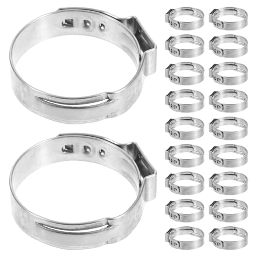 Kichvoe 30pcs 304 Stainless Steel Single Ear Clamp Hose Fitting Pinch Clamp for Pex Tubing Repair Connections, Adjustable 21.8-25mm Cinch Rings for Plumbing and Industrial Use
