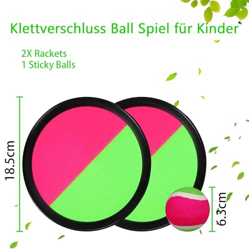 Katomi Klettballspiel für Kinder, Wurfspiel Kinder Outdoor, 2 Ballschalen und 1Bälle geeignet für Klettball für Jungen und Mädchen im Alter von 3 bis 6 Jahren
