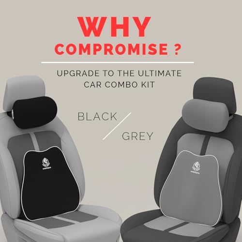 Image of MRRON Series Memory Foam Neck Rest & Lumbar Support for Car or Office Chair, Neck Pillow Kit Designed Ergonomically for Extra Support (Black, Slim backrest)